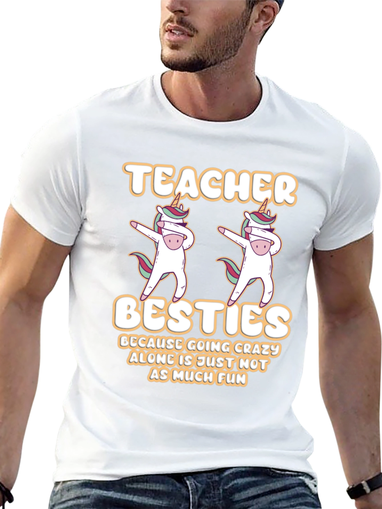 Teacher Besties T-Shirt Unicorn Dabbing Funny