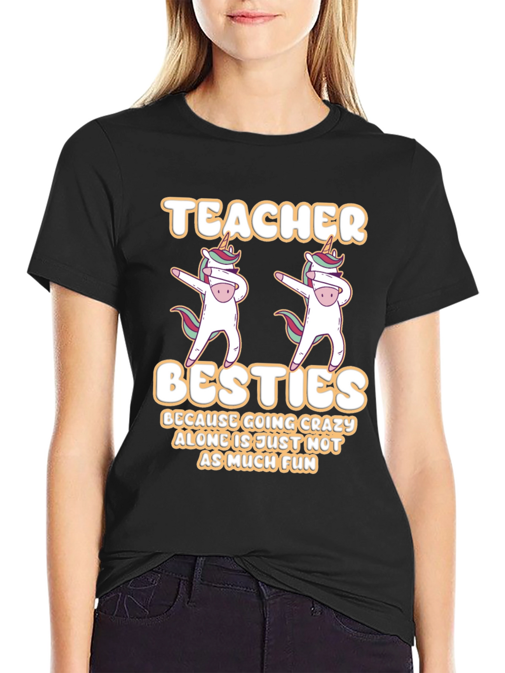 Teacher Besties T-Shirt Unicorn Dabbing Funny