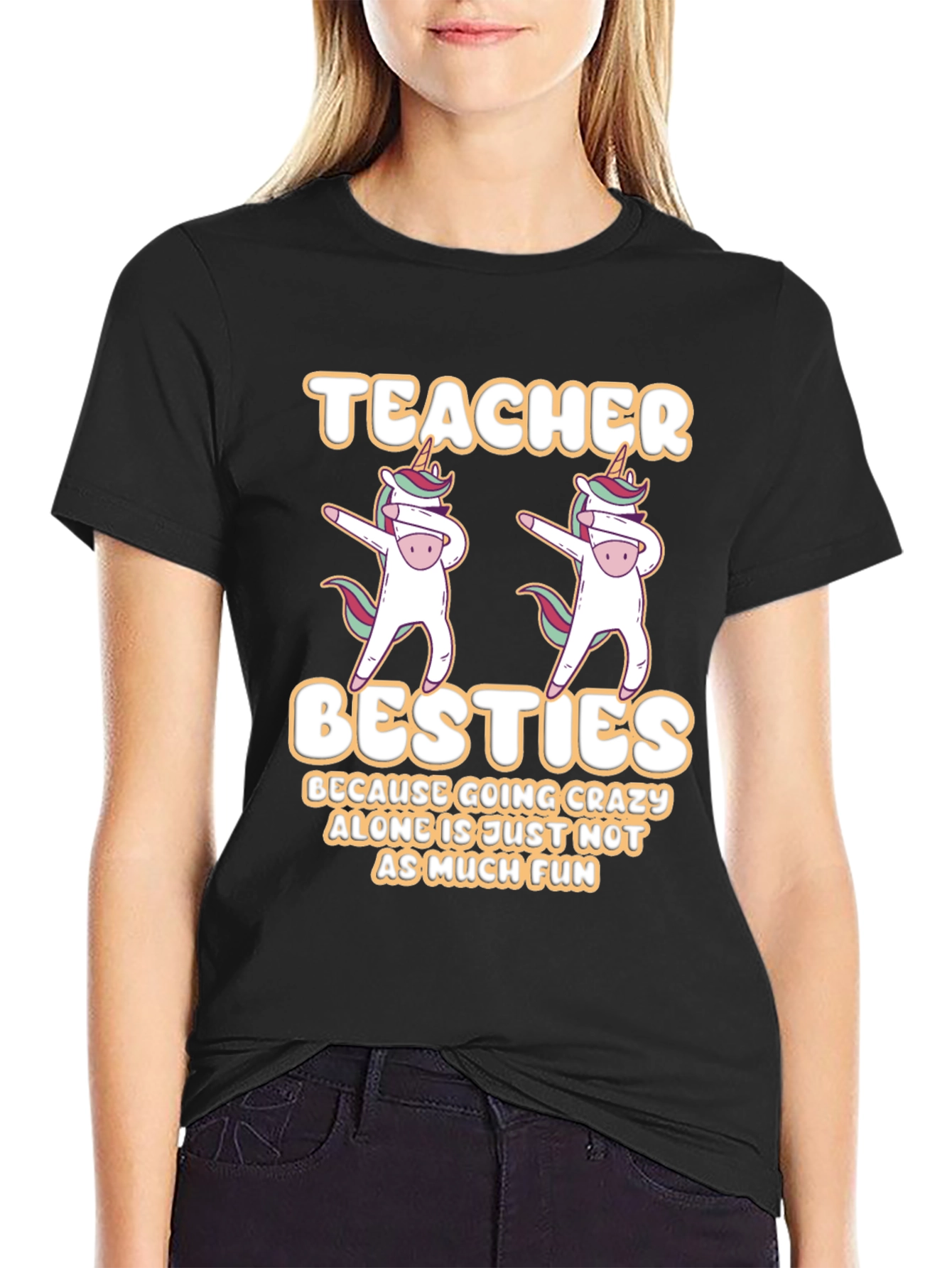 Teacher Besties T-Shirt Unicorn Dabbing Funny