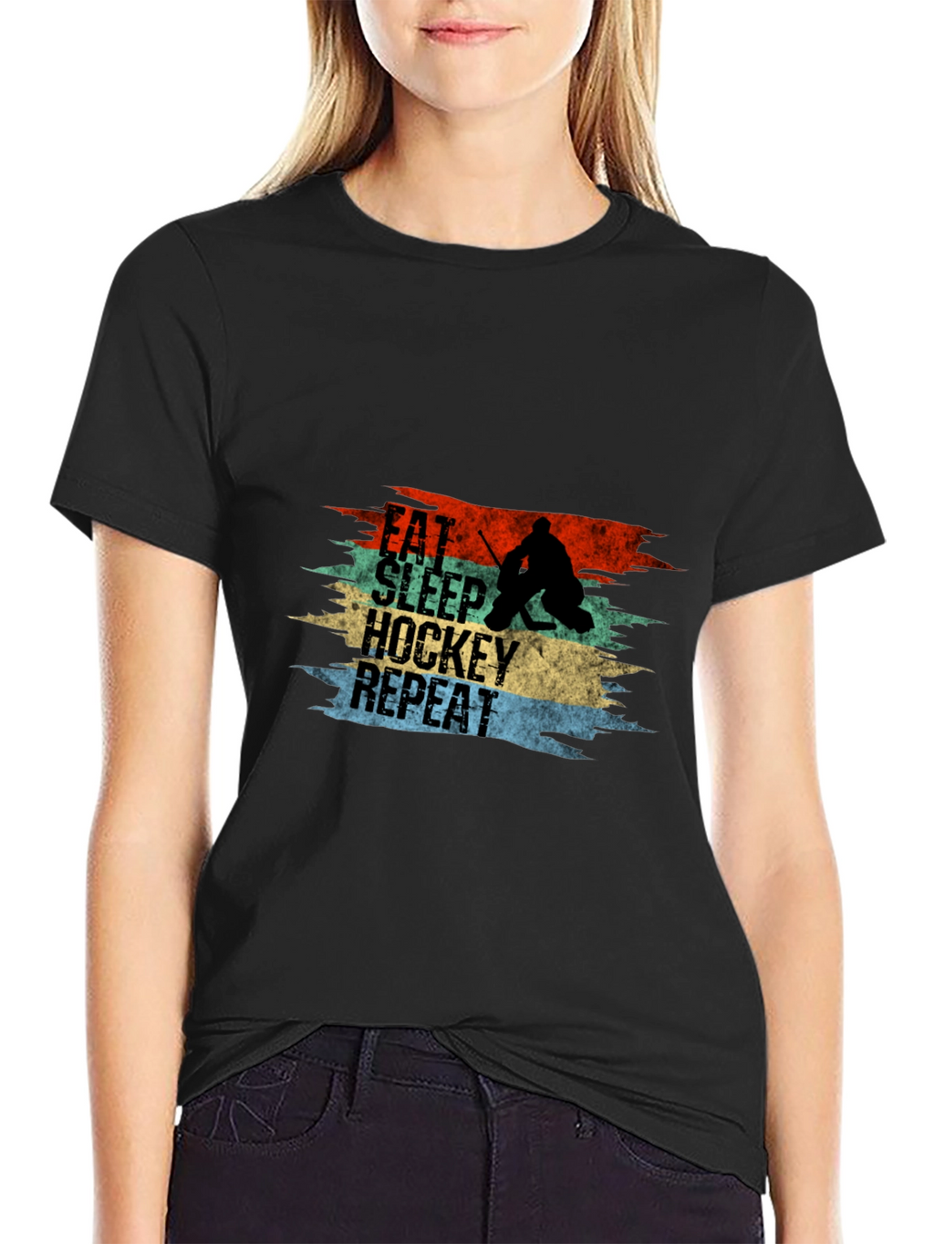 Eat Sleep Hockey Repeat Graphic Tee