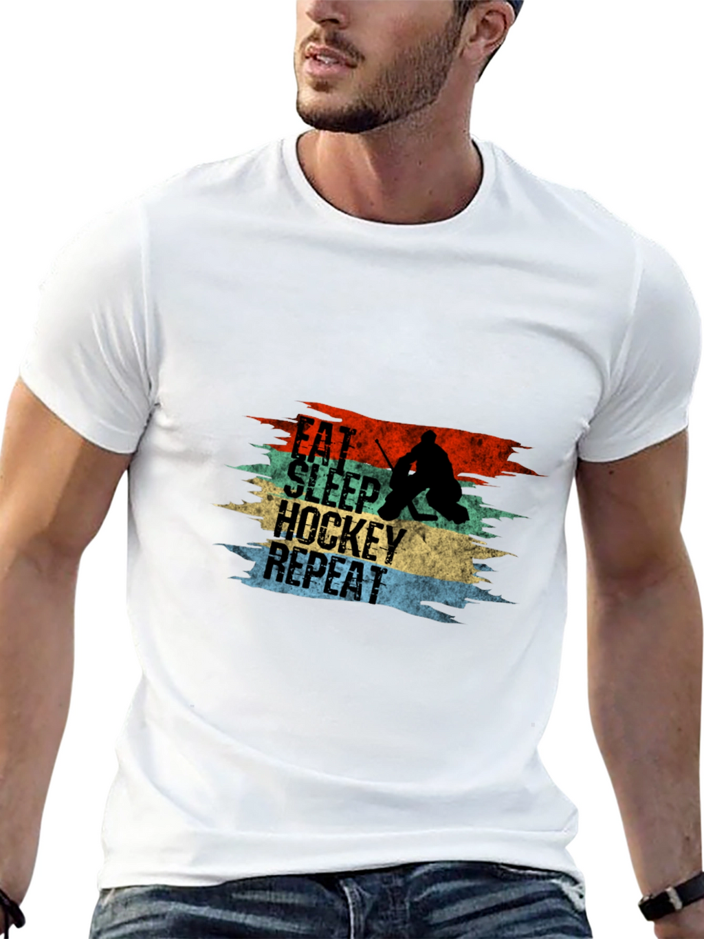 Eat Sleep Hockey Repeat Graphic Tee