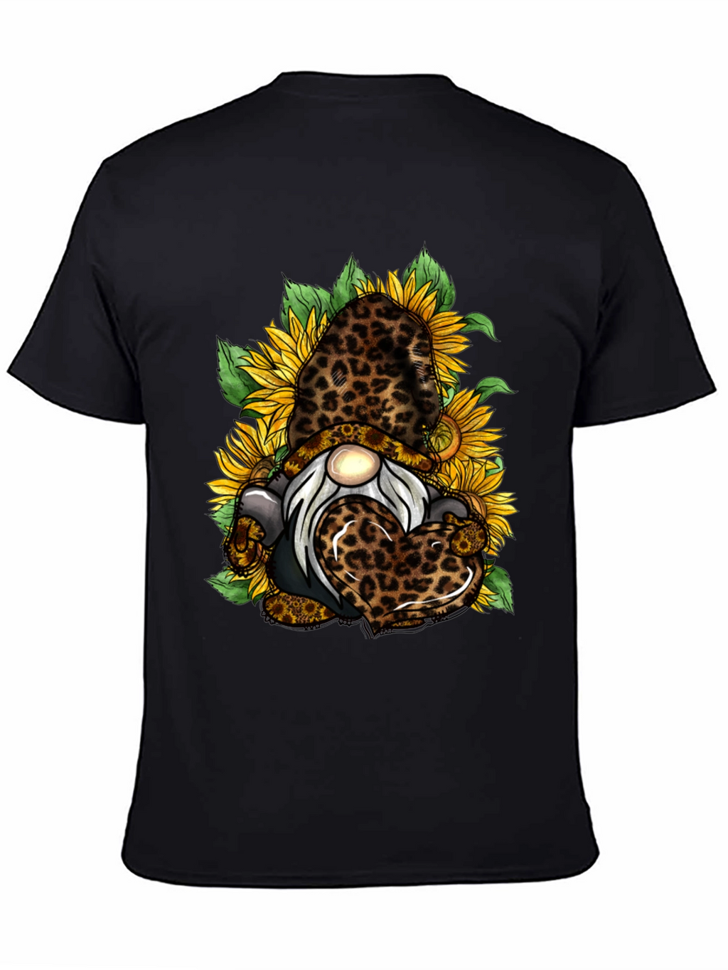 Leopard Sunflower Gnome Graphic T-Shirt