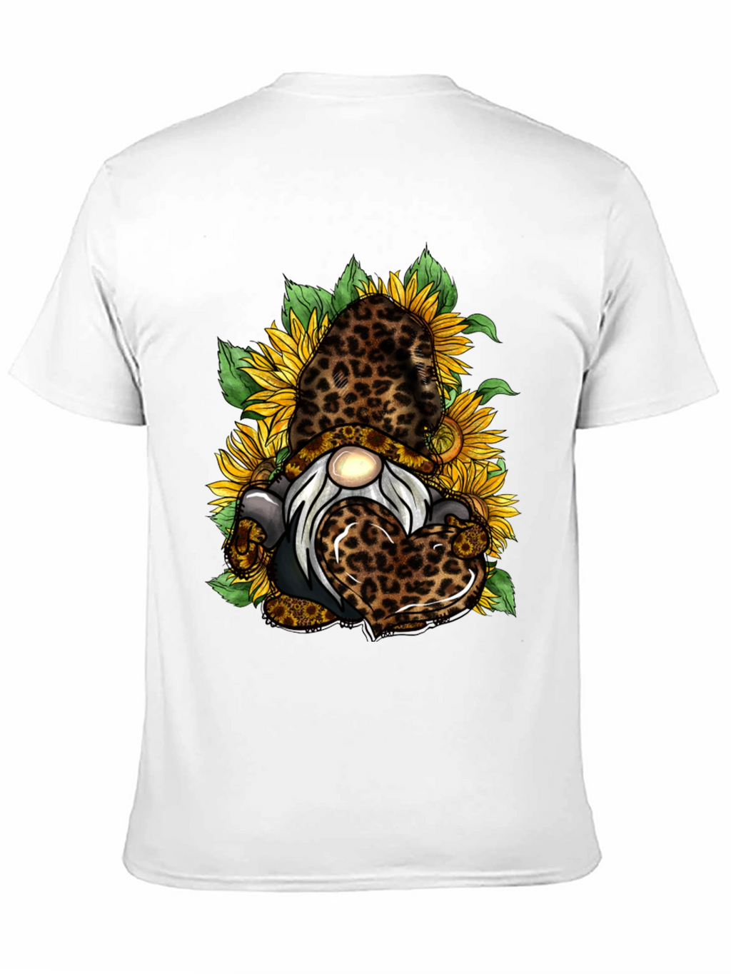 Leopard Sunflower Gnome Graphic T-Shirt