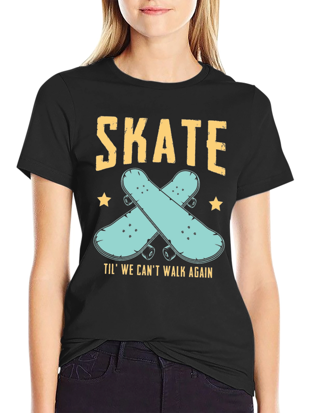 Skate Til We Cant Walk Again Black T-Shirt