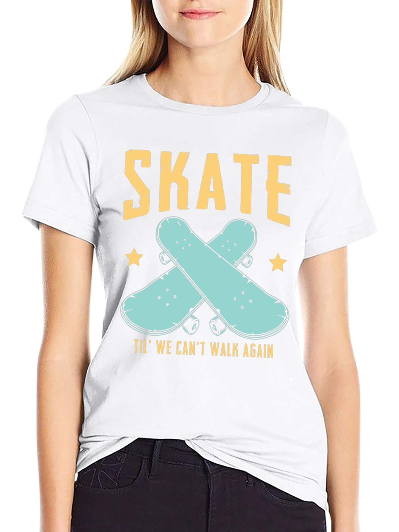 Skate Til We Cant Walk Again Black T-Shirt