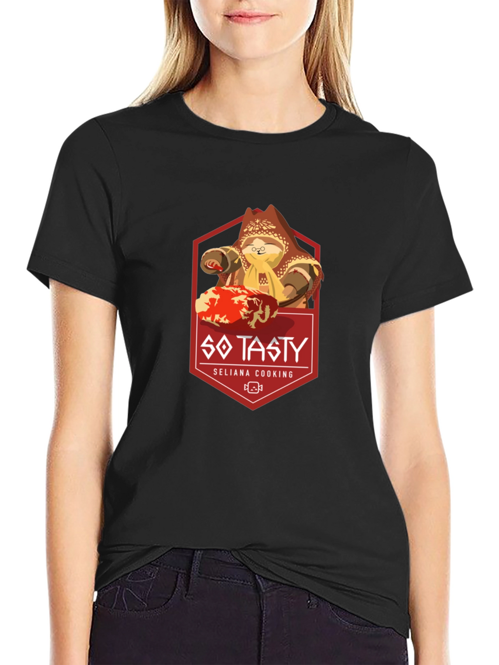 So Tasty Seliana Cooking Black Graphic Tee