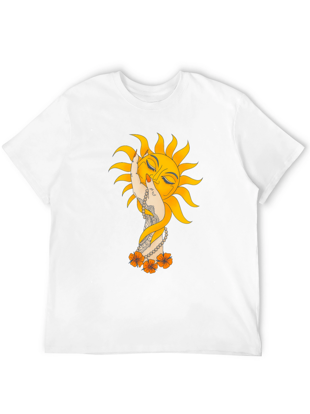 Sun Hand Graphic Tee - Stylish Black T-Shirt