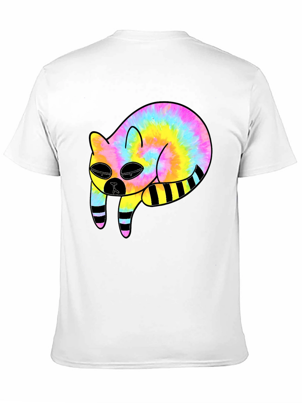 Tie-Dye Cat Graphic Black T-Shirt