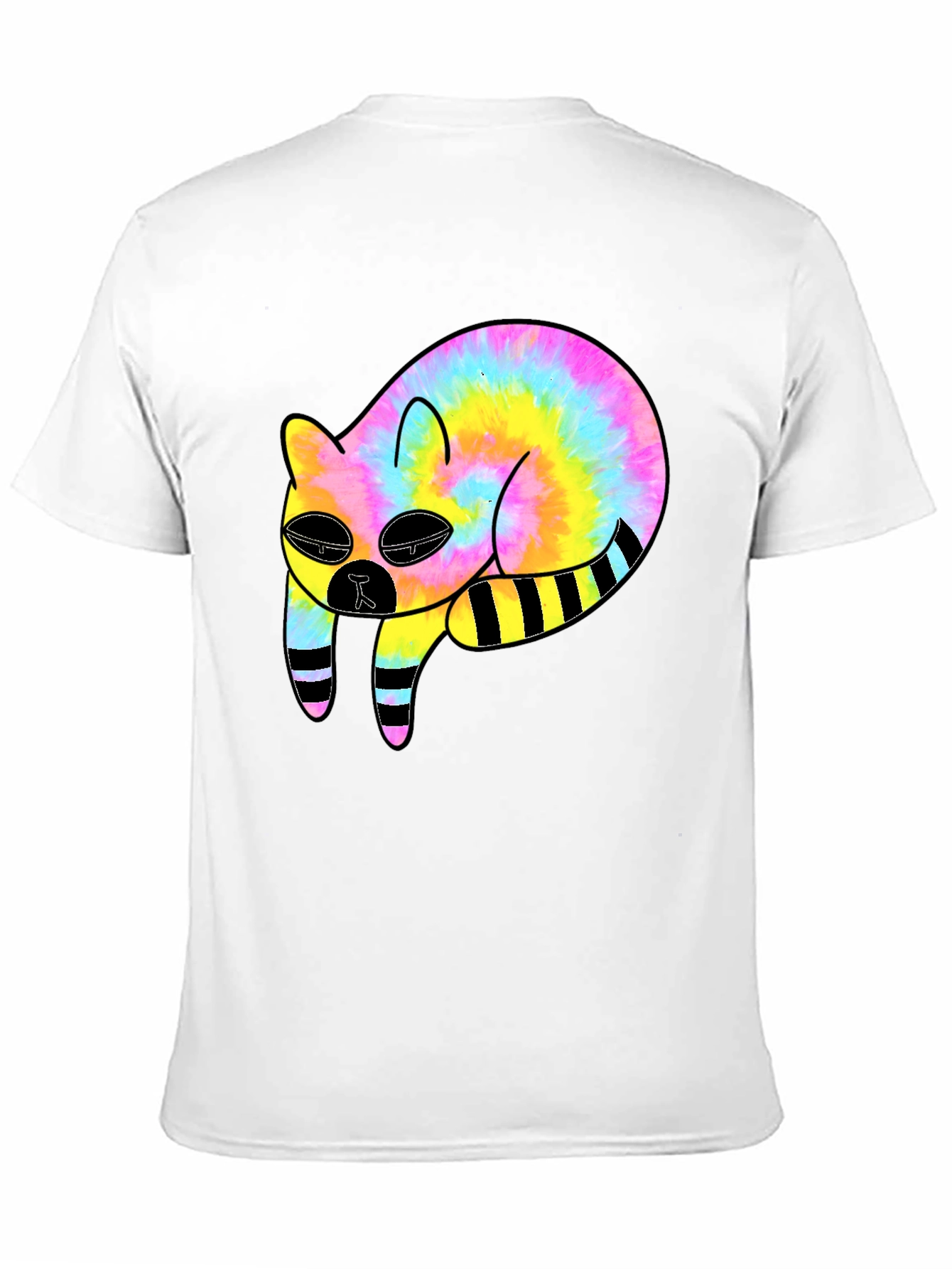 Tie-Dye Cat Graphic Black T-Shirt