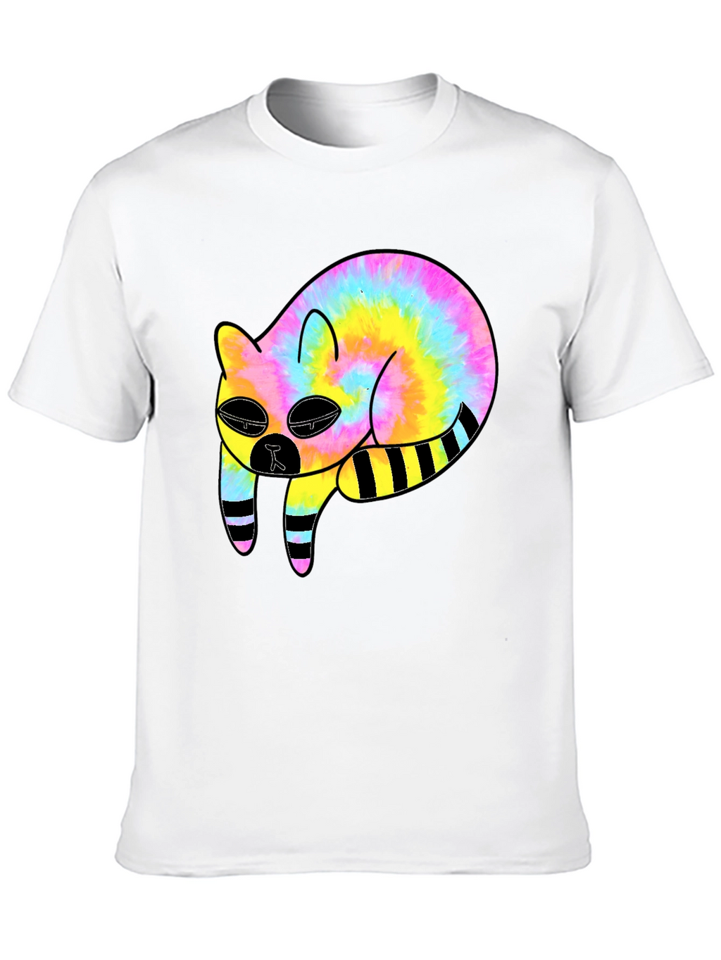 Tie-Dye Cat Graphic Black T-Shirt