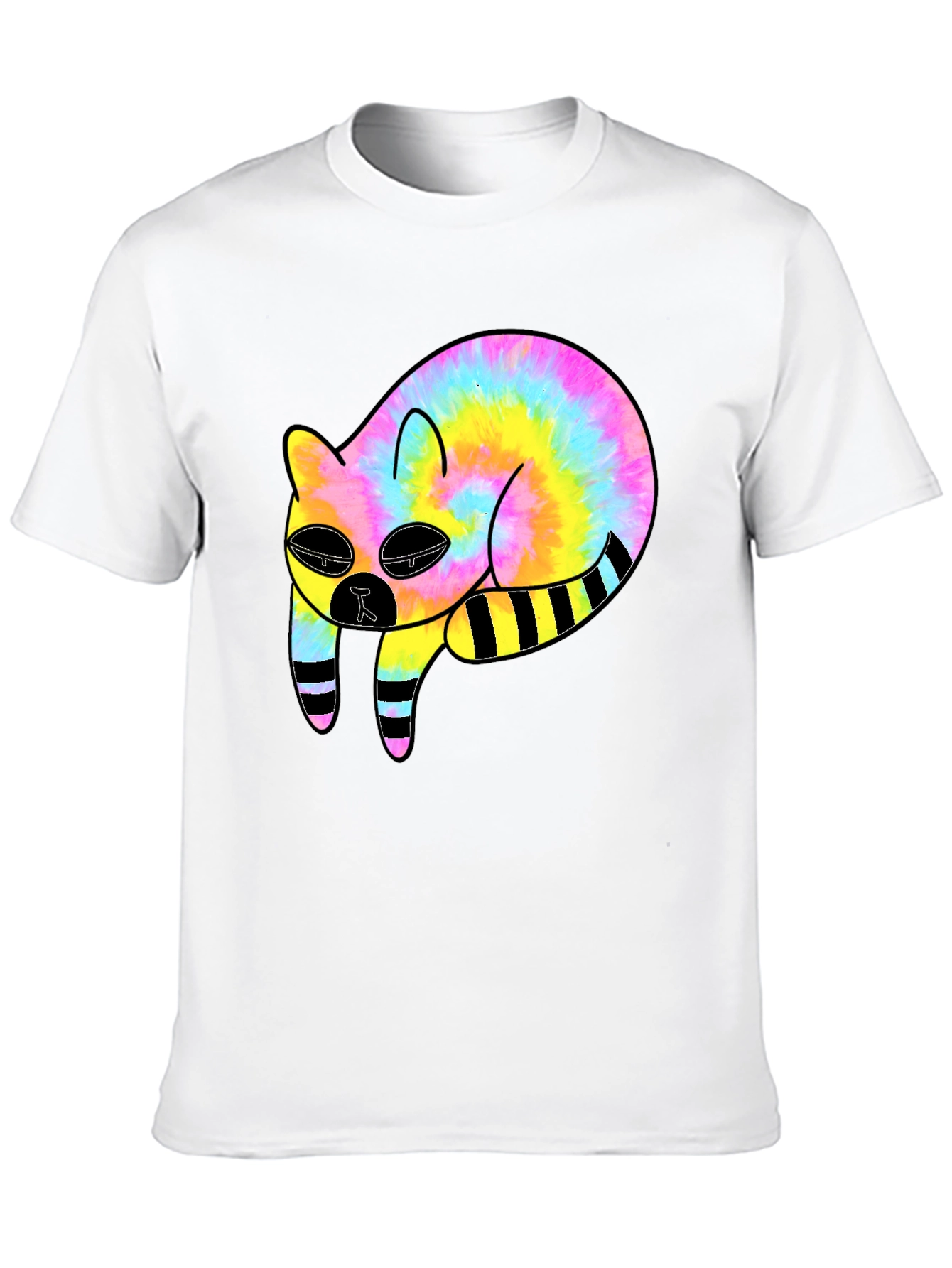 Tie-Dye Cat Graphic Black T-Shirt