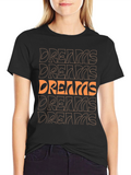 Dreams Graphic Print Crew Neck Tee - Black