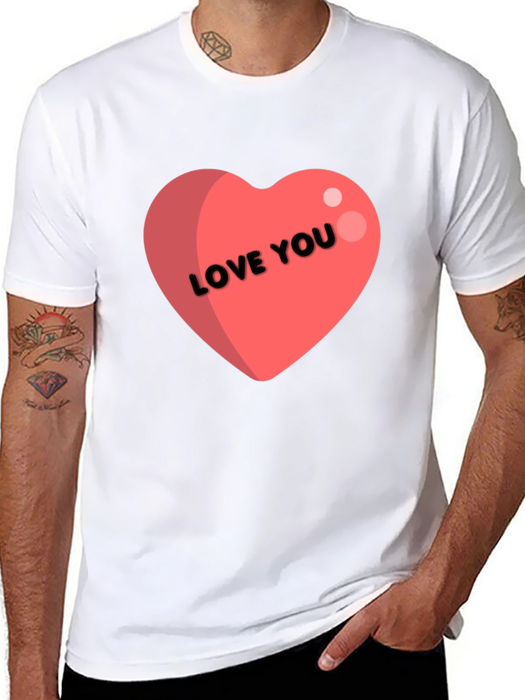 Love You Heart Graphic Tee - Black