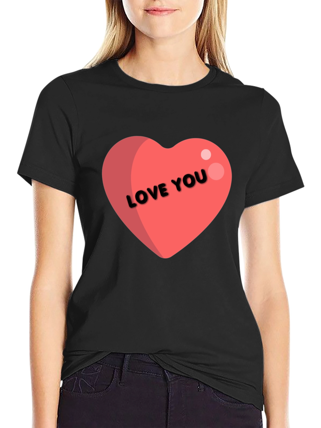 Love You Heart Graphic Tee - Black