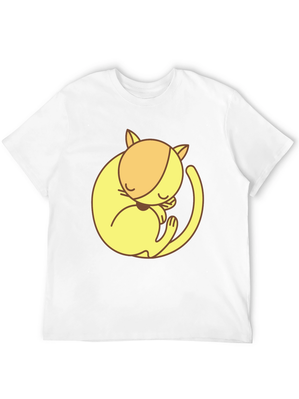 Cute Sleeping Cat Graphic Tee - Black Cotton T-Shirt