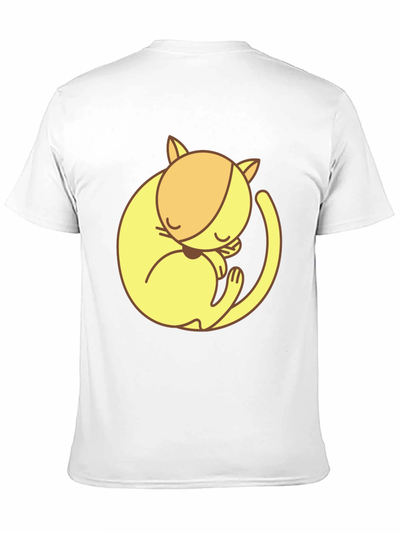 Cute Sleeping Cat Graphic Tee - Black Cotton T-Shirt