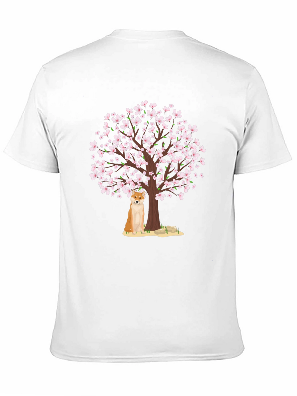 Shiba Inu Under Cherry Blossom Tree Graphic Tee