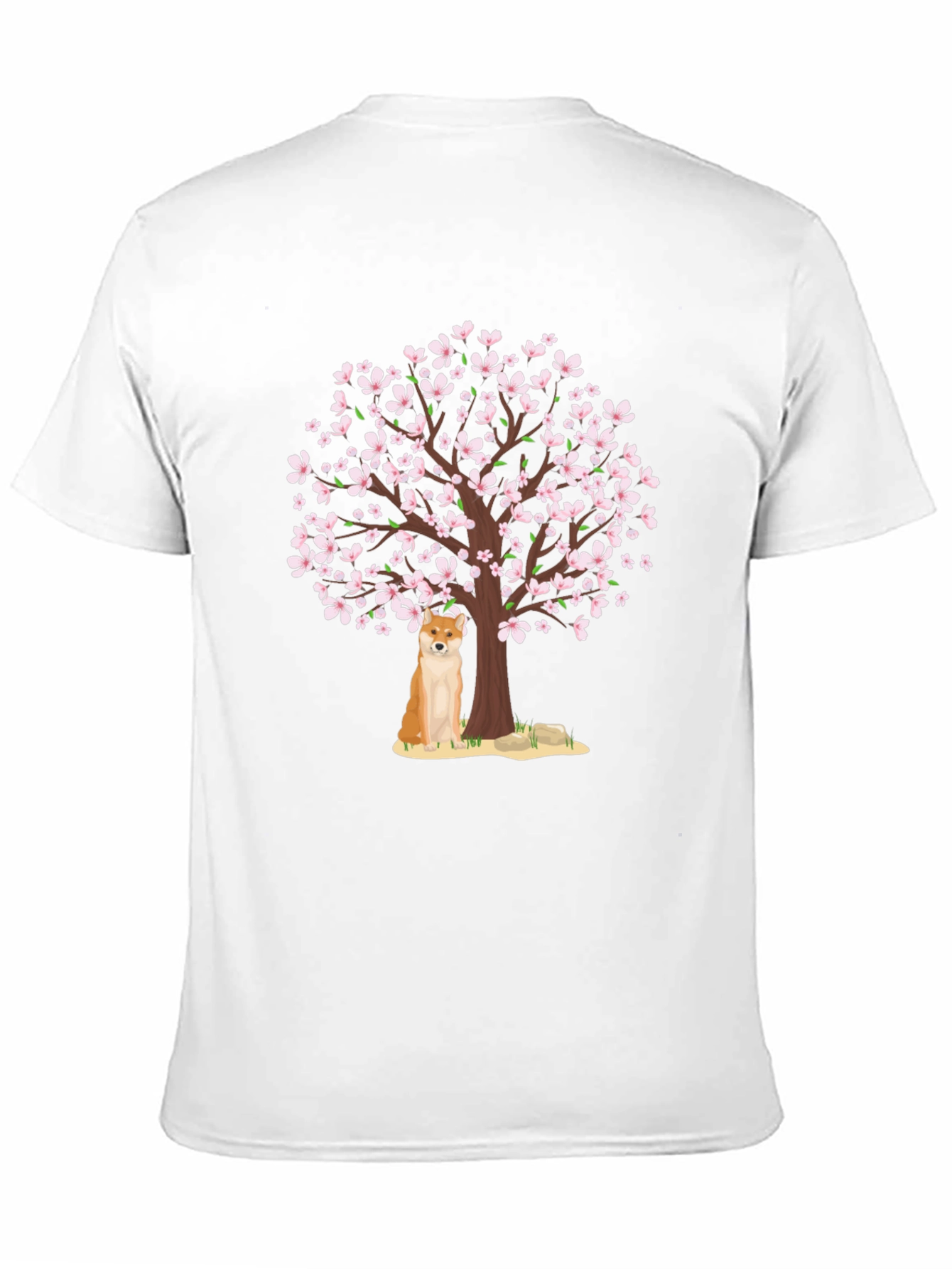 Shiba Inu Under Cherry Blossom Tree Graphic Tee
