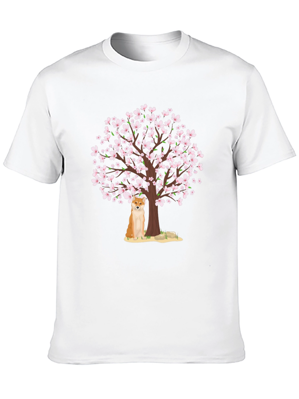 Shiba Inu Under Cherry Blossom Tree Graphic Tee