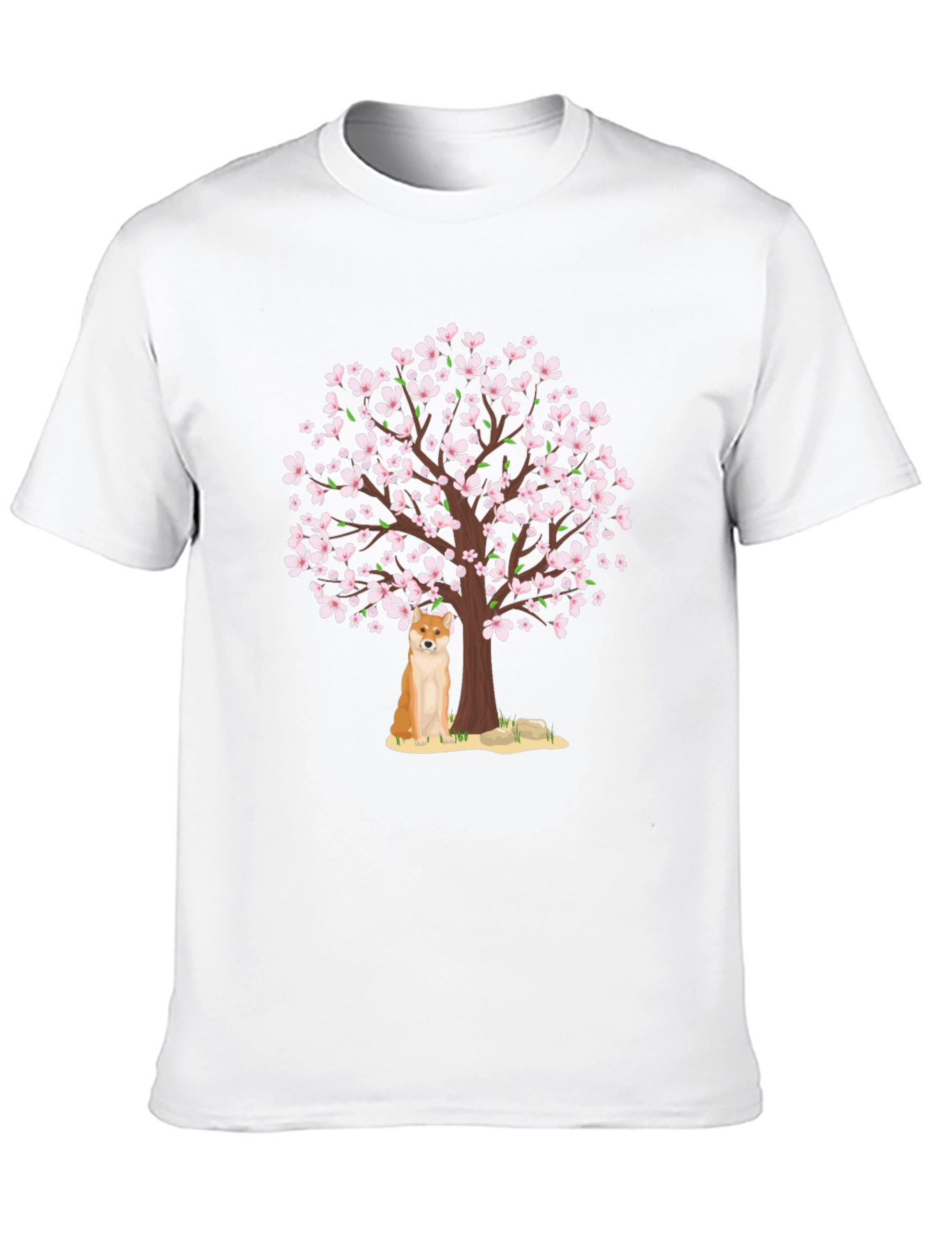 Shiba Inu Under Cherry Blossom Tree Graphic Tee