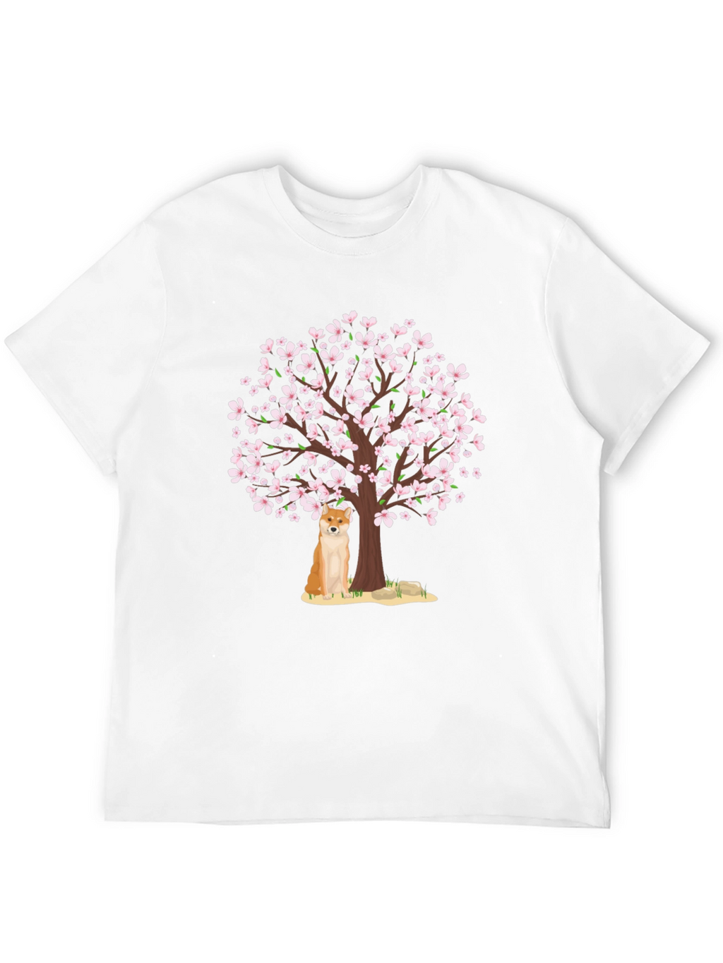 Shiba Inu Under Cherry Blossom Tree Graphic Tee