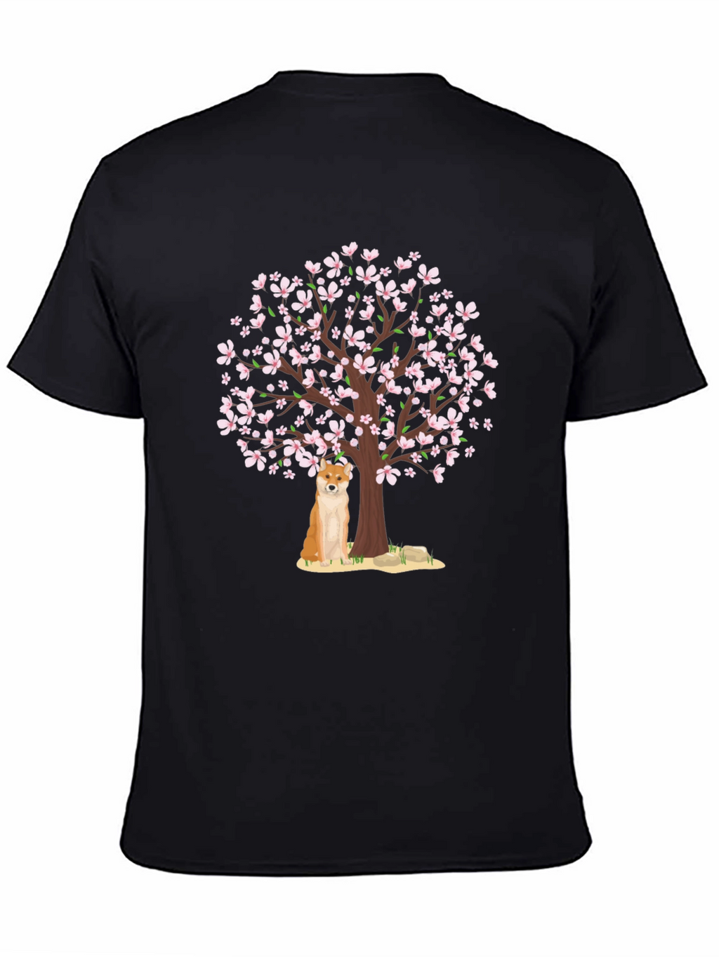 Shiba Inu Under Cherry Blossom Tree Graphic Tee