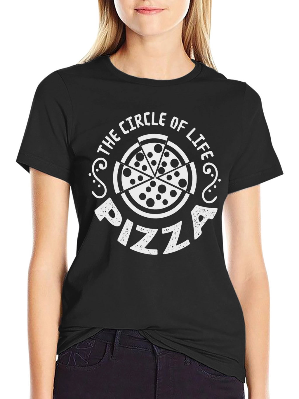 Pizza Circle of Life Graphic Tee - Black T-Shirt