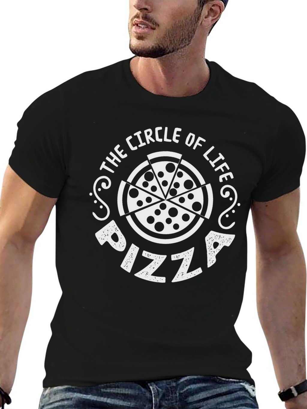 Pizza Circle of Life Graphic Tee - Black T-Shirt