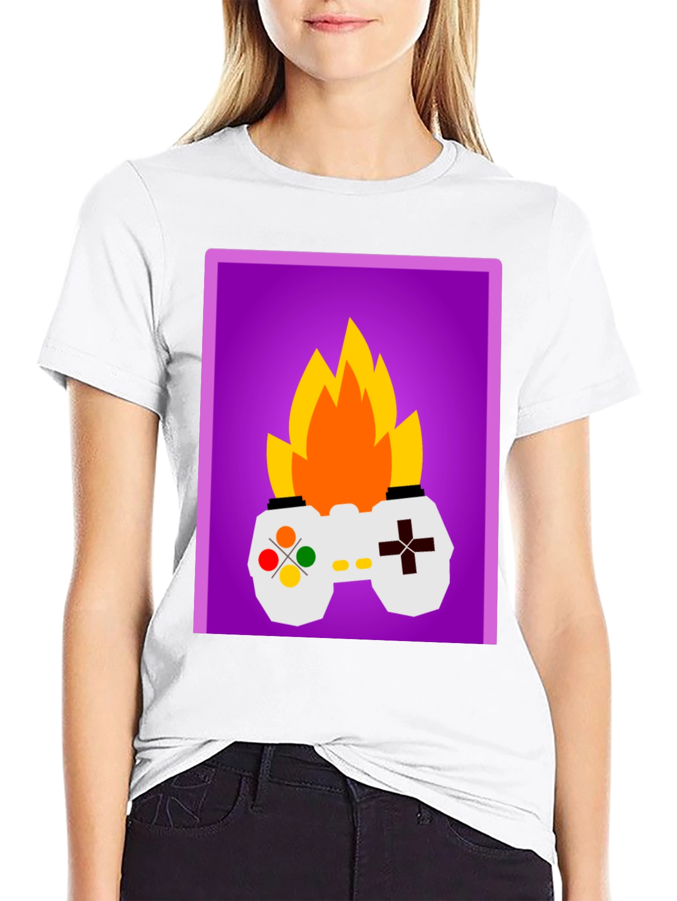 Fiery Gamer T-Shirt - Black Fun Design