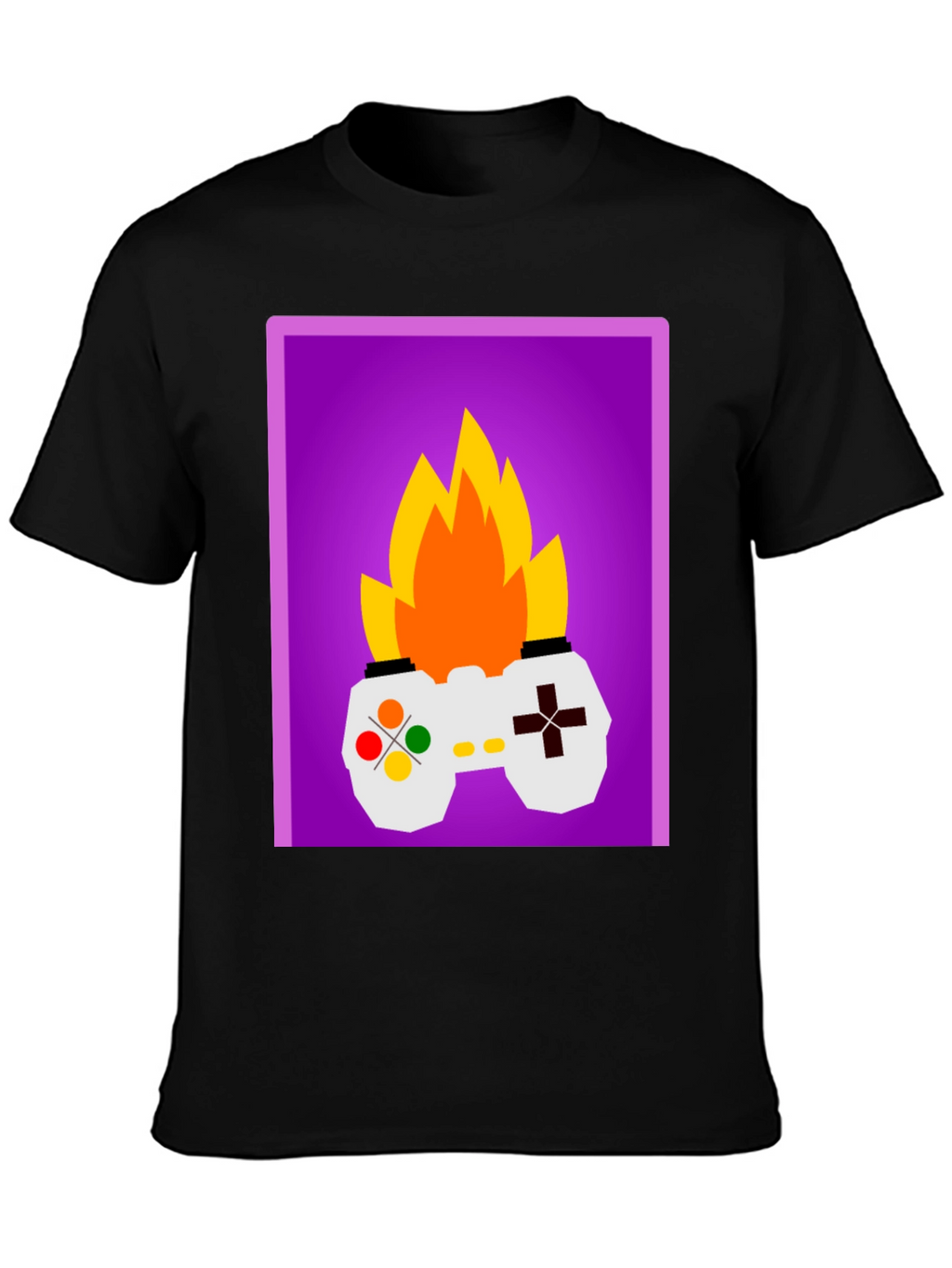 Fiery Gamer T-Shirt - Black Fun Design