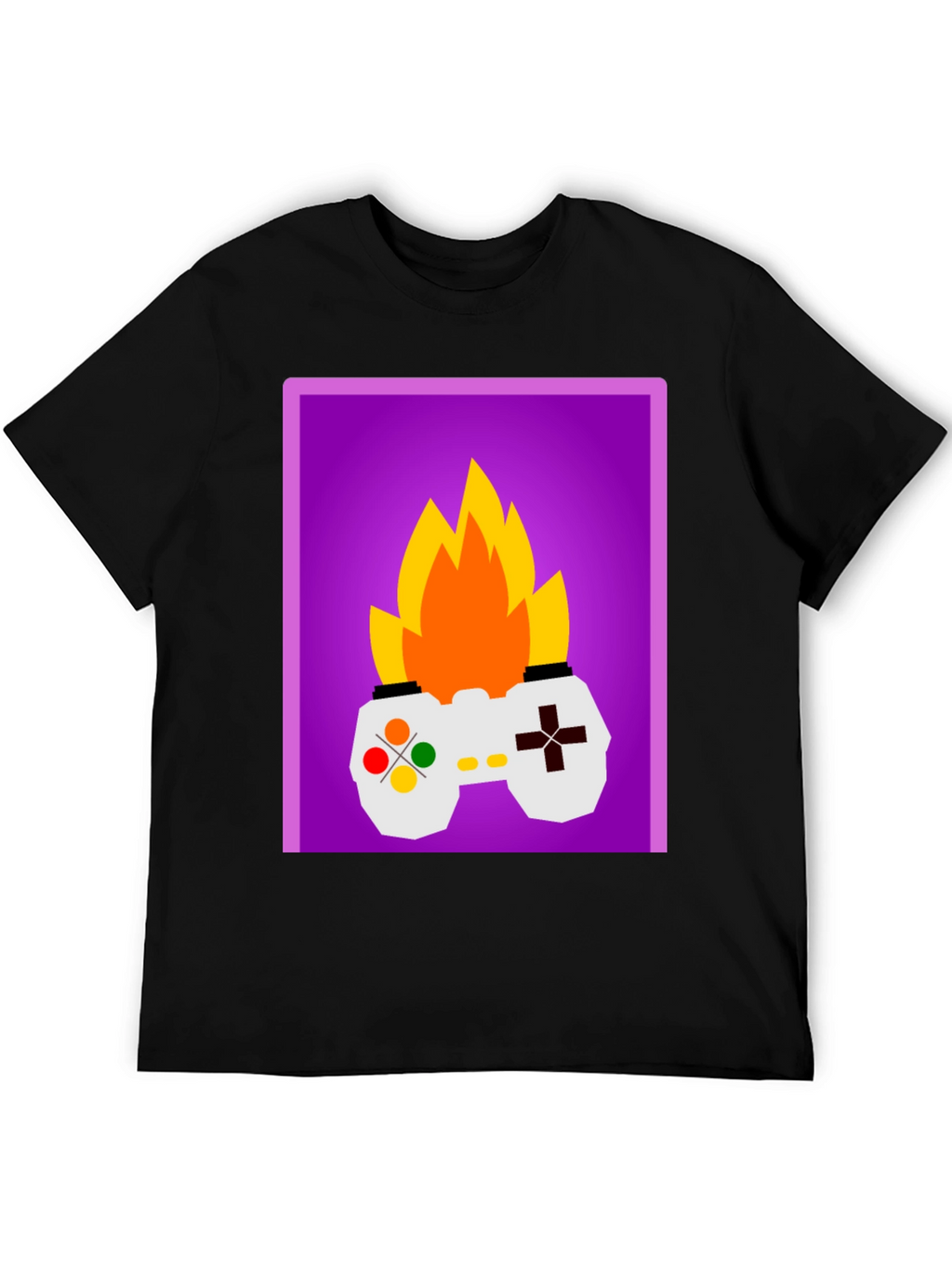 Fiery Gamer T-Shirt - Black Fun Design
