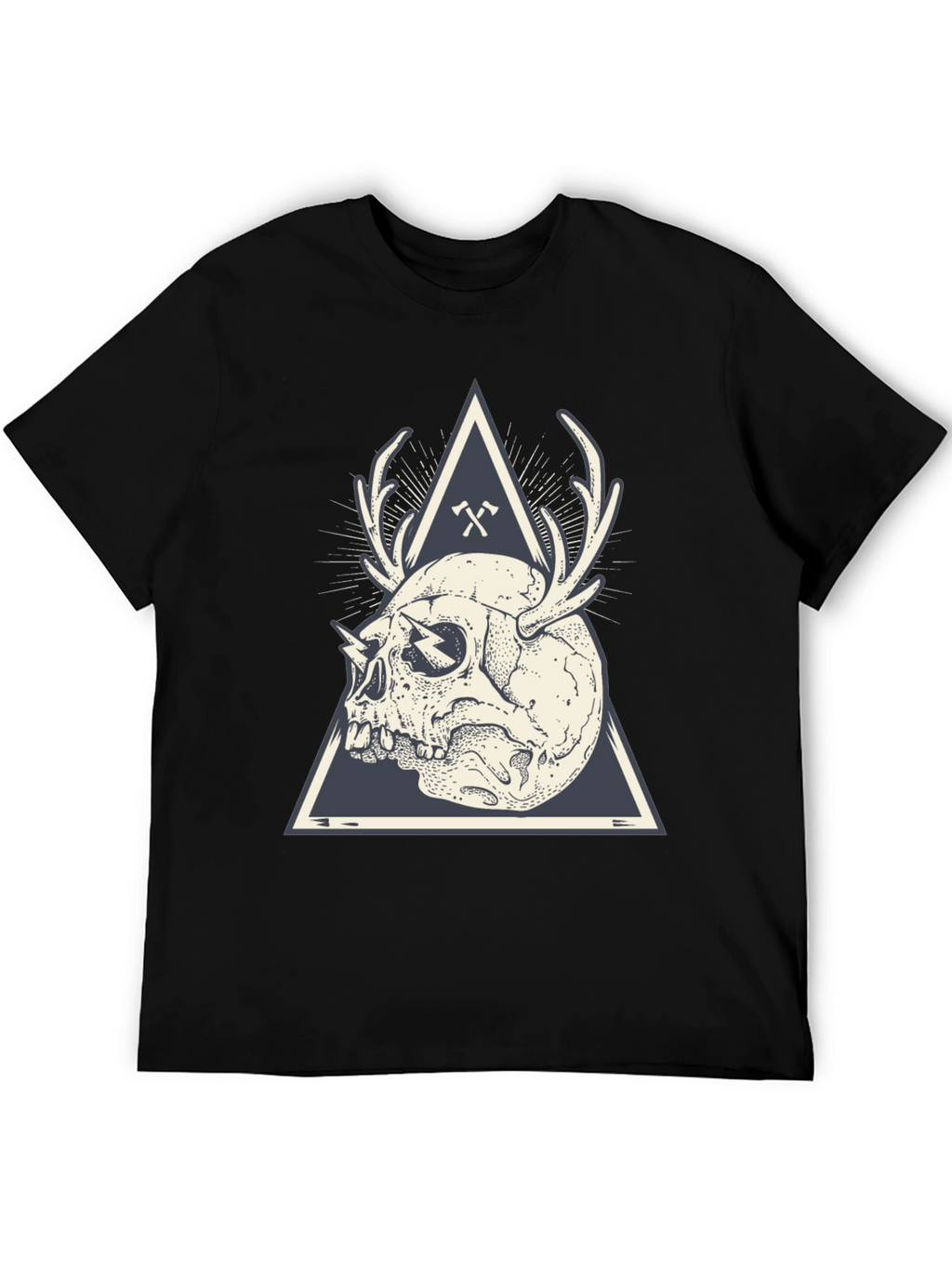 Skull & Antlers Graphic Print Crew Neck Tee