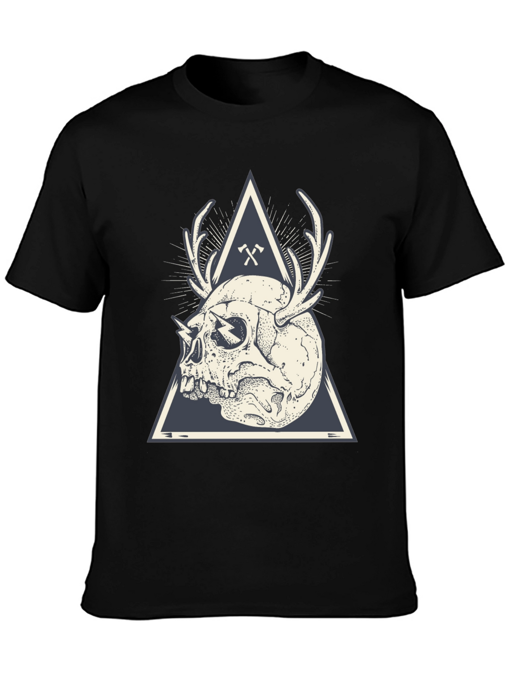 Skull & Antlers Graphic Print Crew Neck Tee