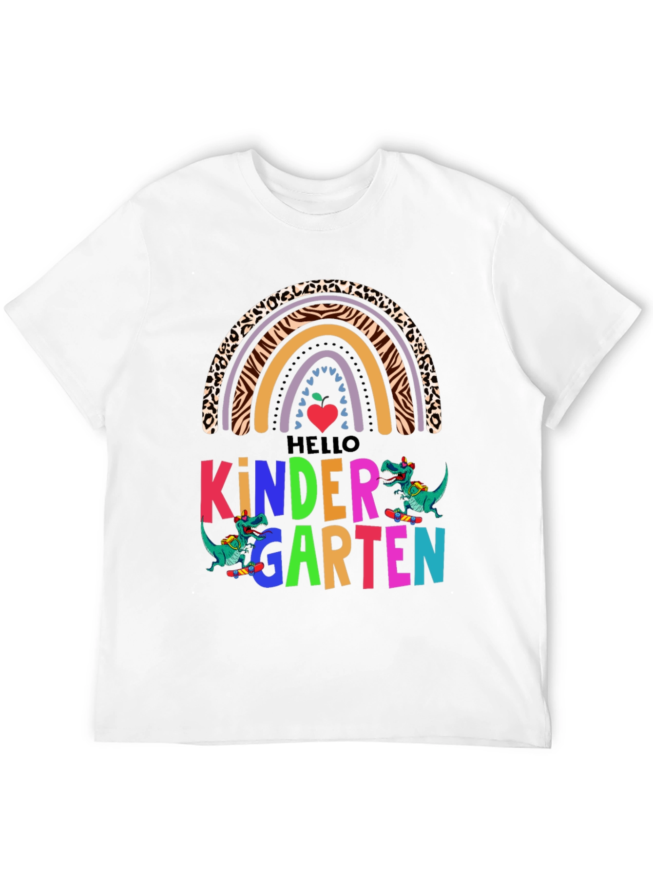 Hello Kindergarten Dinosaur Rainbow T-Shirt