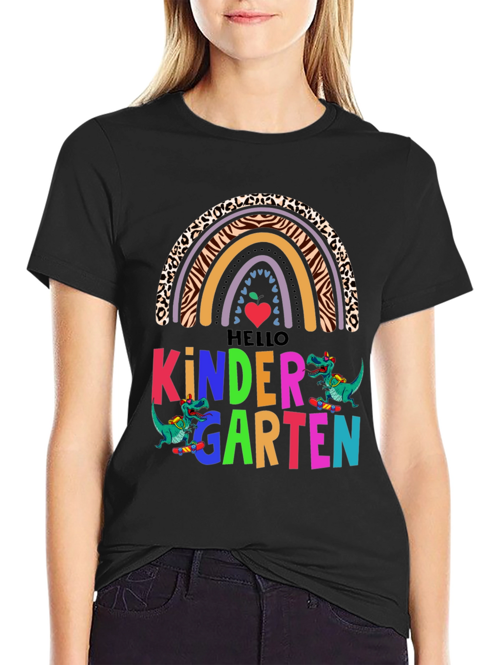 Hello Kindergarten Dinosaur Rainbow T-Shirt