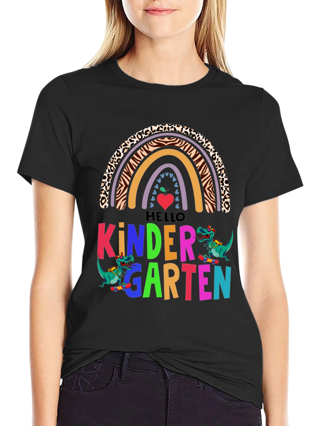 Hello Kindergarten Dinosaur Rainbow T-Shirt