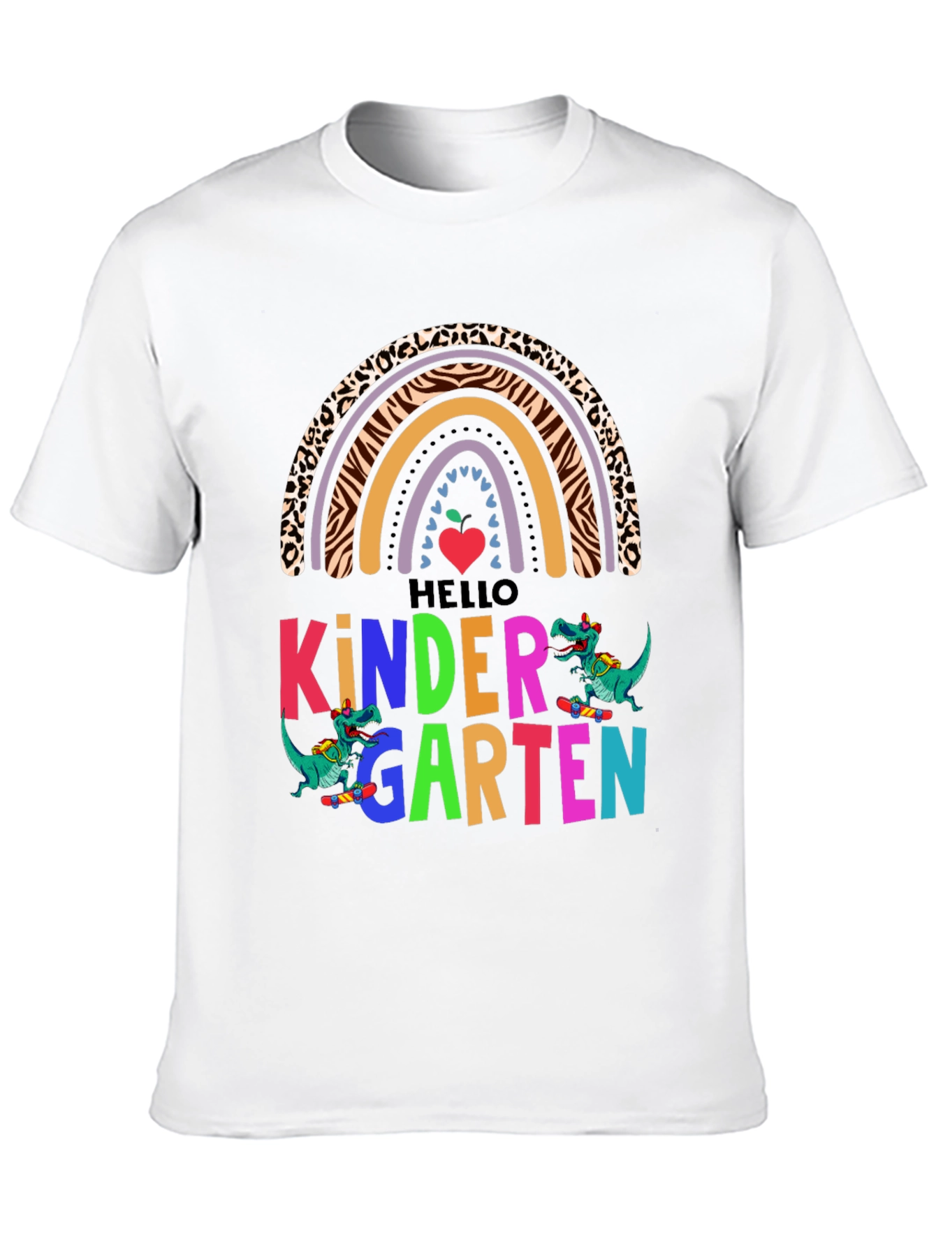 Hello Kindergarten Dinosaur Rainbow T-Shirt