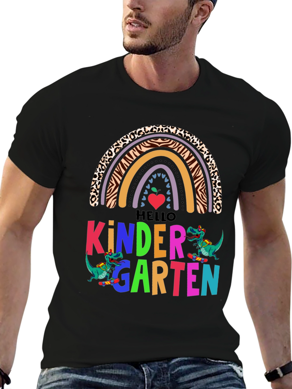 Hello Kindergarten Dinosaur Rainbow T-Shirt