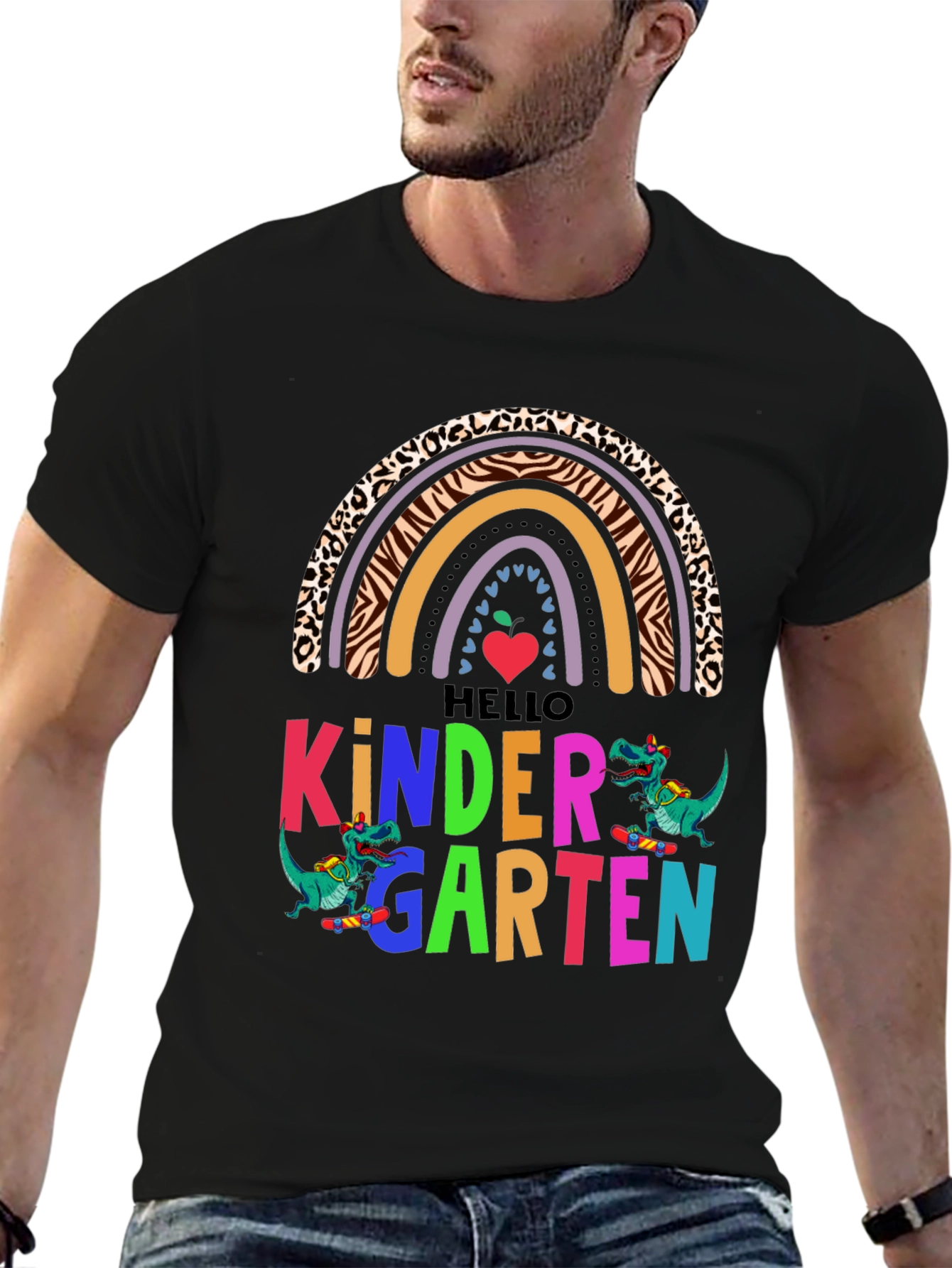 Hello Kindergarten Dinosaur Rainbow T-Shirt