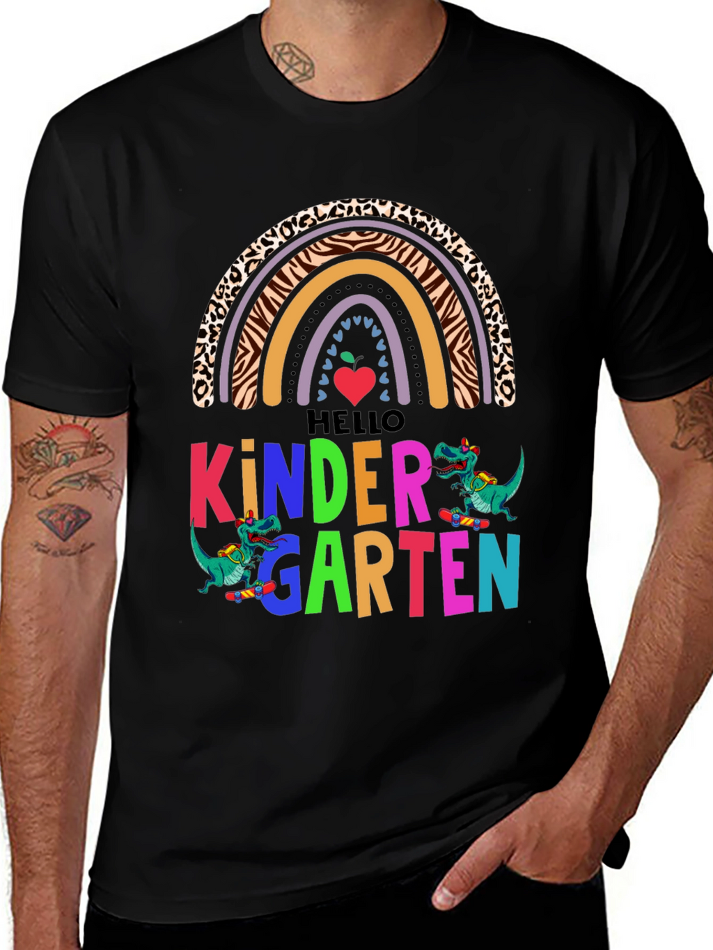 Hello Kindergarten Dinosaur Rainbow T-Shirt