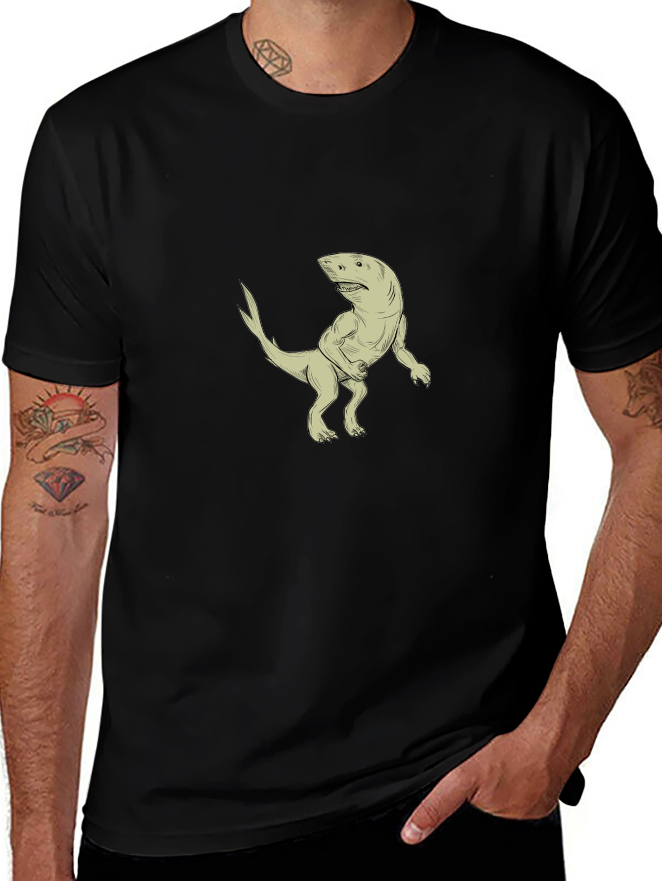 Shark-Rex Hybrid Graphic T-Shirt - Black
