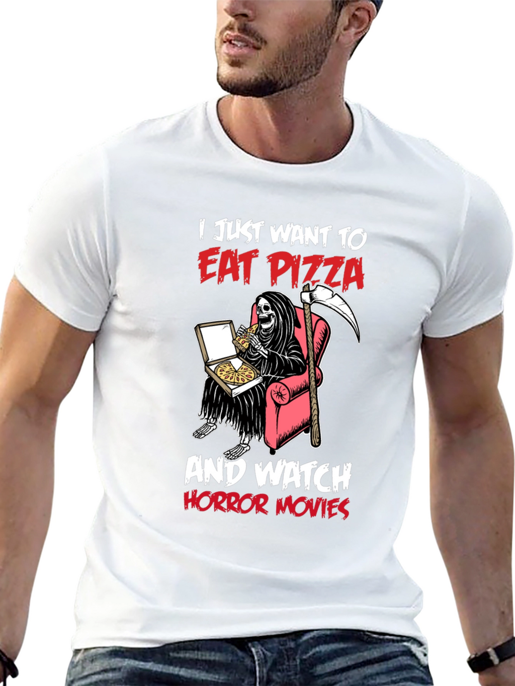 Eat Pizza and Watch Horror Movies T-Shirt