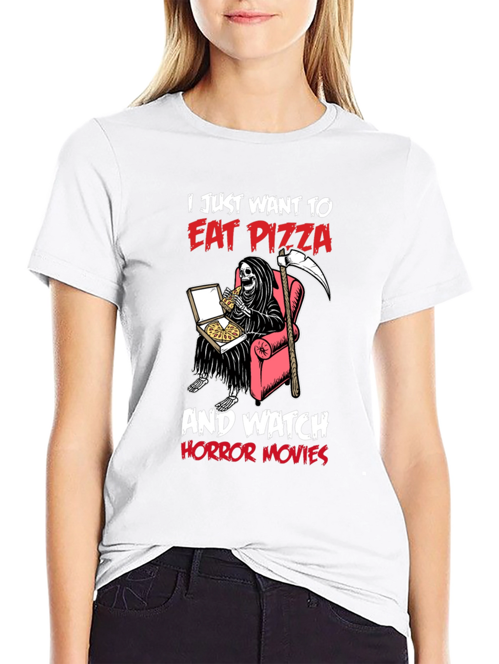 Eat Pizza and Watch Horror Movies T-Shirt