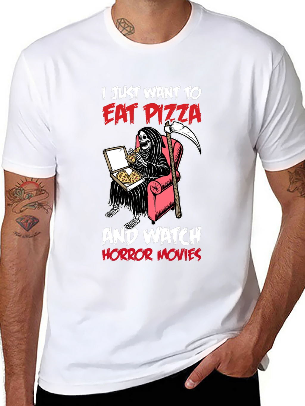 Eat Pizza and Watch Horror Movies T-Shirt