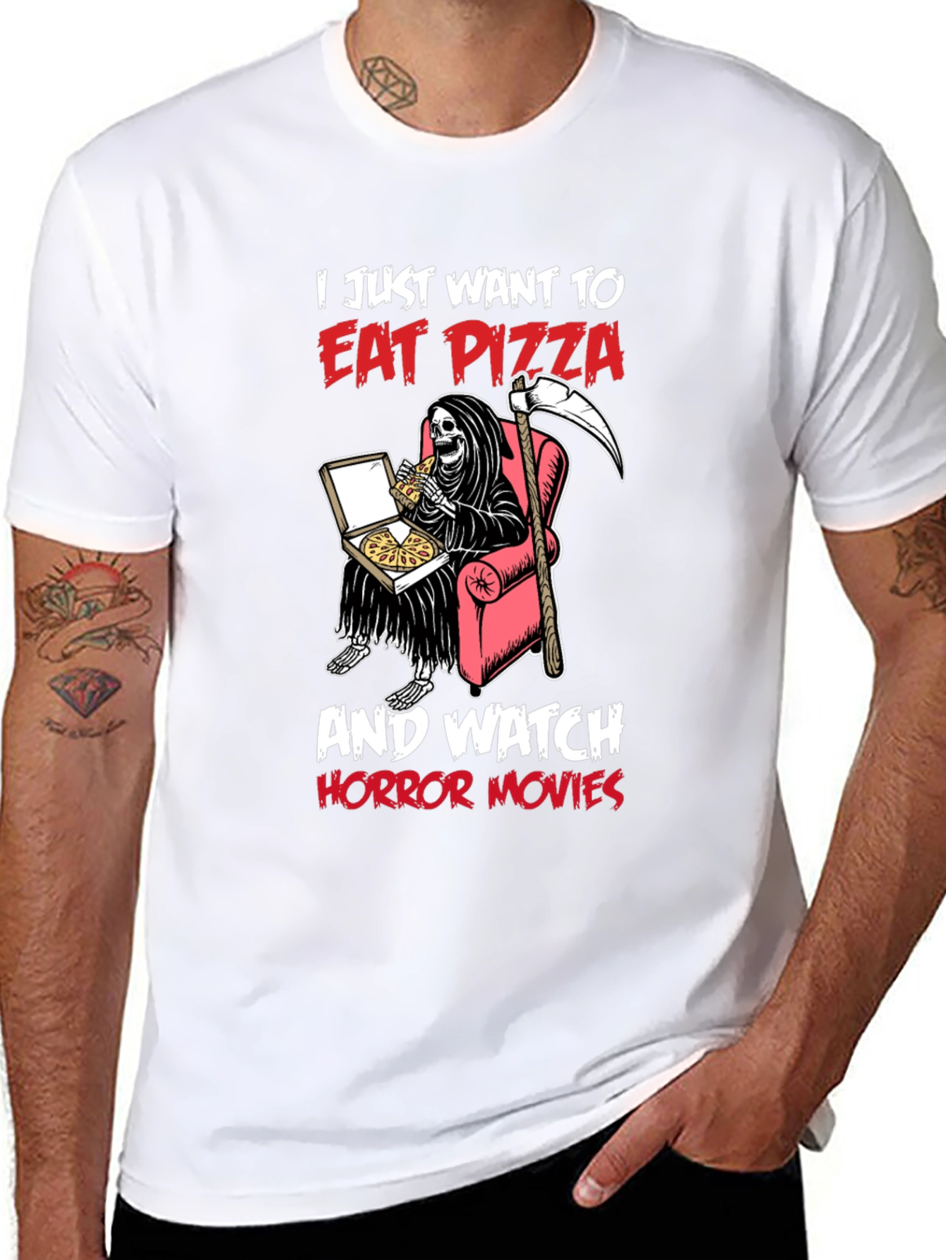 Eat Pizza and Watch Horror Movies T-Shirt