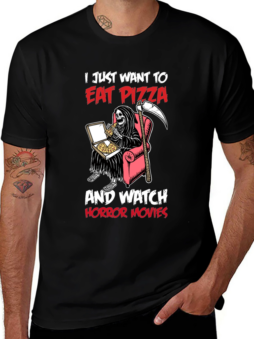 Eat Pizza and Watch Horror Movies T-Shirt