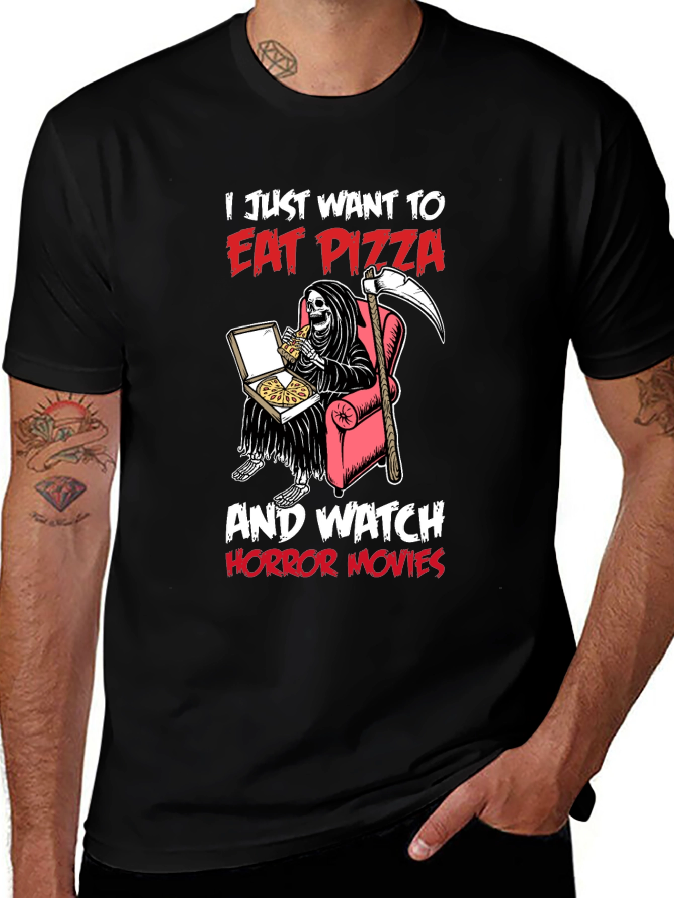Eat Pizza and Watch Horror Movies T-Shirt