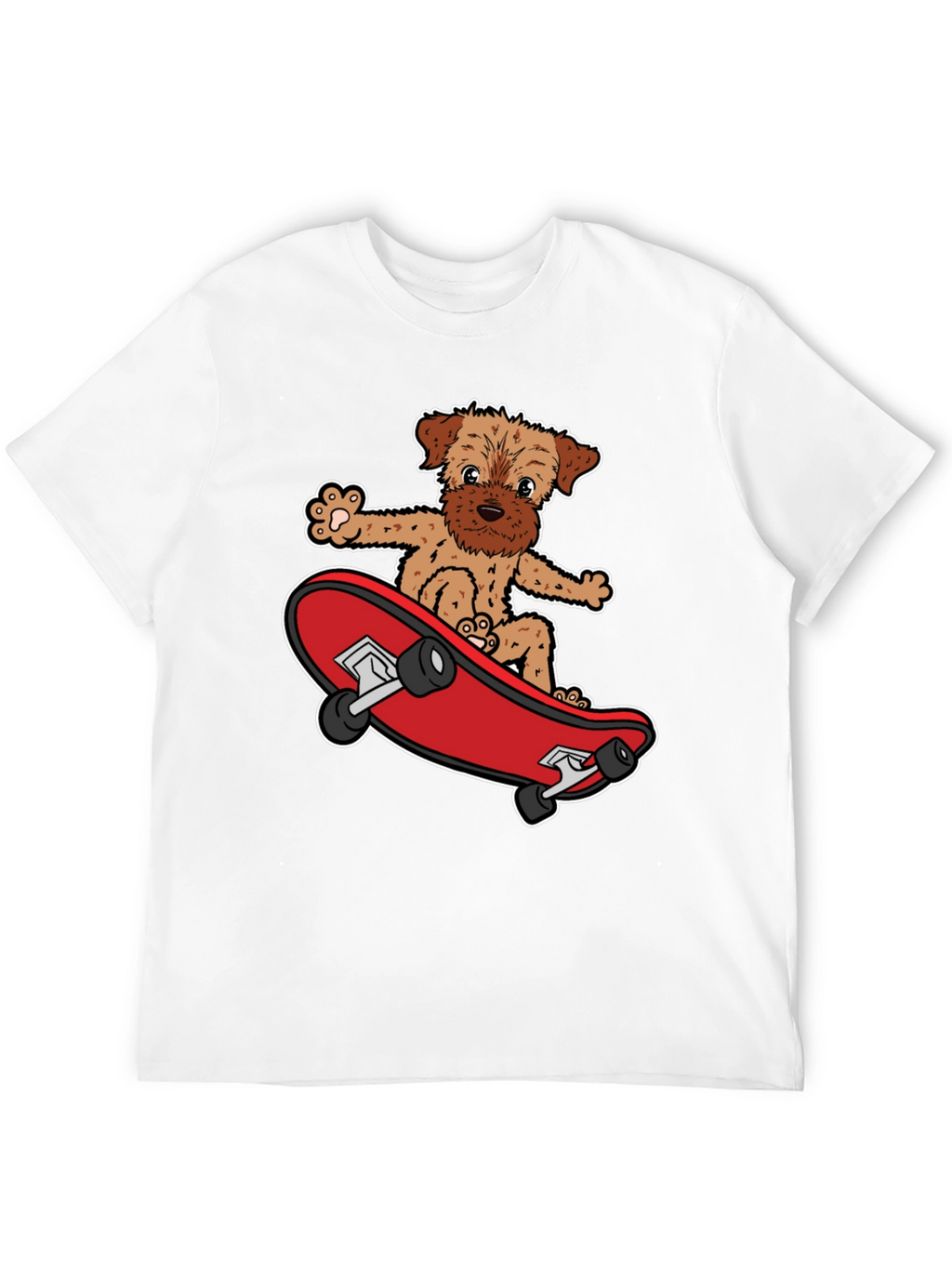Dog Riding Skateboard Black Graphic T-Shirt