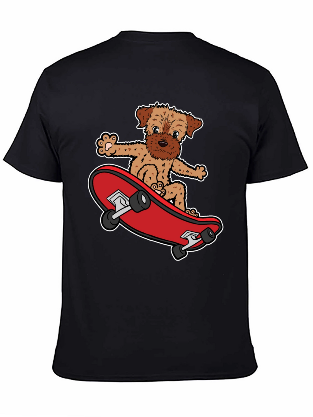 Dog Riding Skateboard Black Graphic T-Shirt