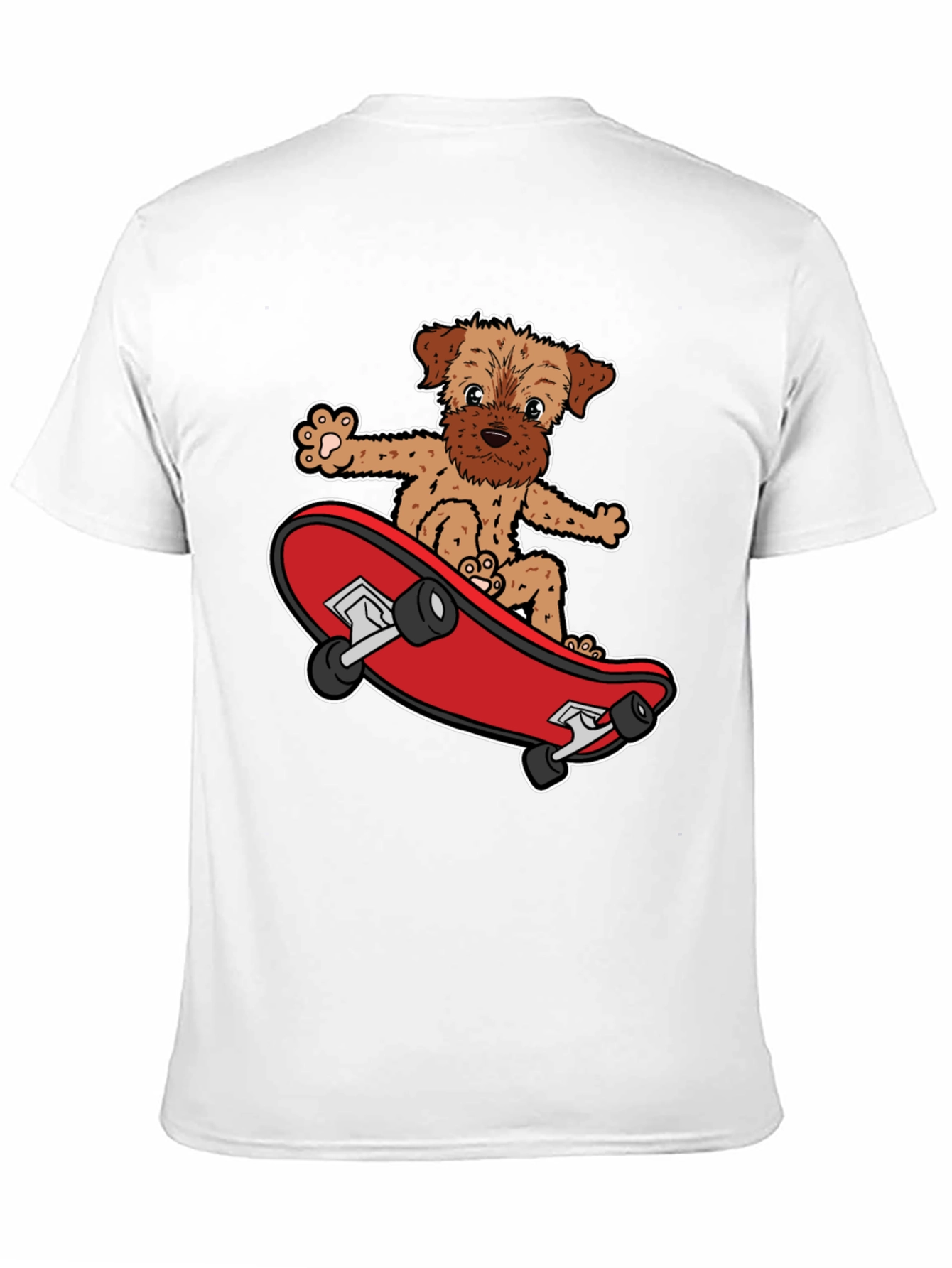 Dog Riding Skateboard Black Graphic T-Shirt